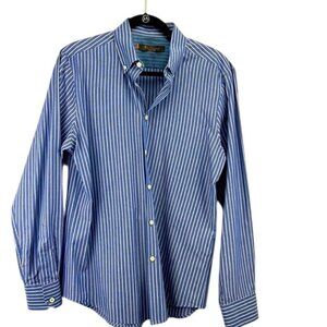 Ben Sherman Blue White Stripe Dress Shirt Size M